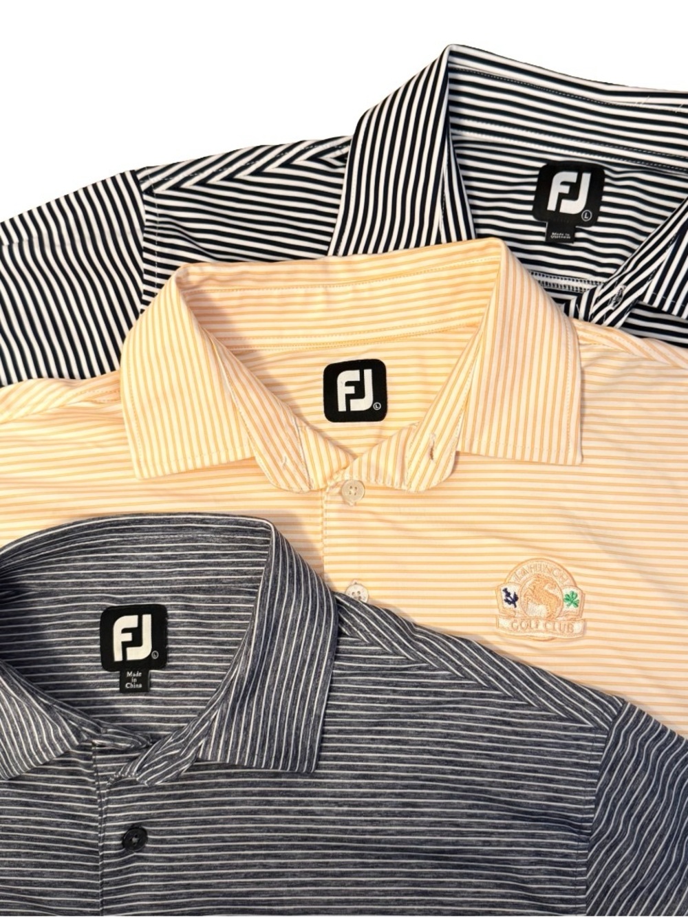 Lot of 3 FootJoy Men’s Striped Performance Golf Polos
